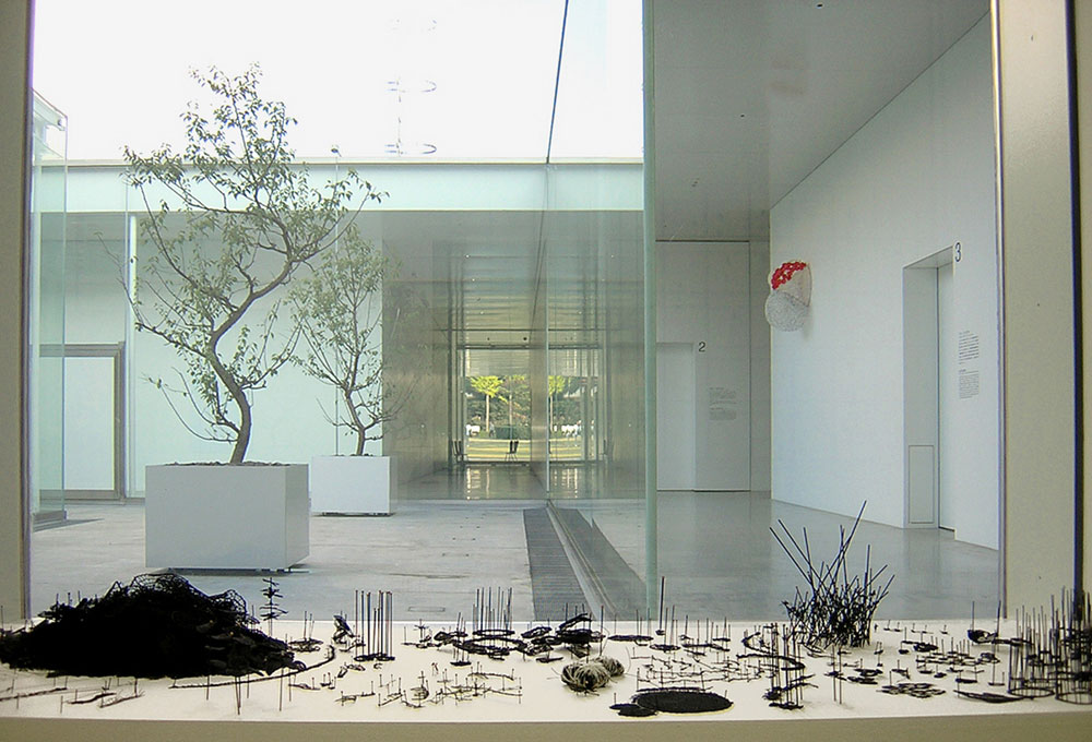 installation of Anne Wilson's Microcosm (one) in Japan