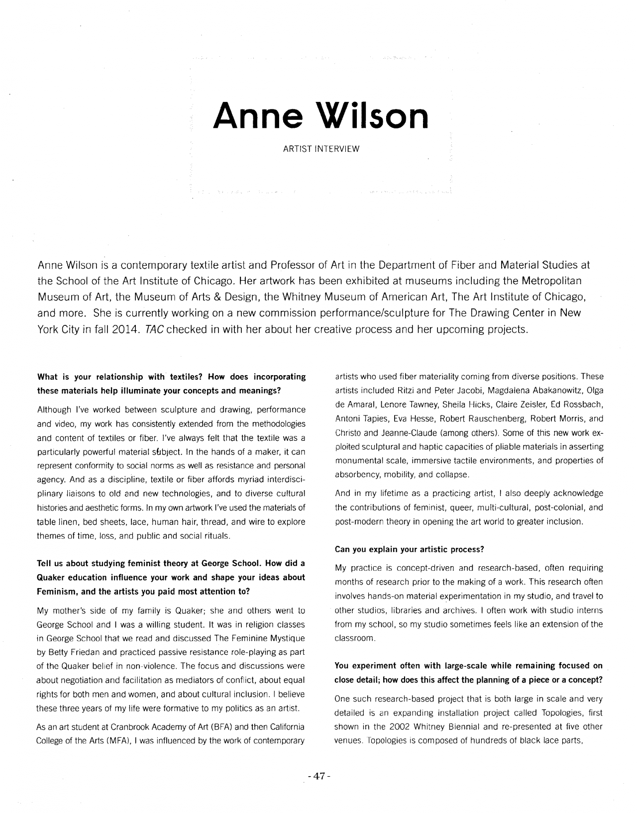 Anne Wilson Interivew 2014 PAGE 1 Final